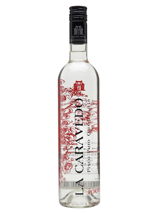 bottle of pisco la caravedo from Peru